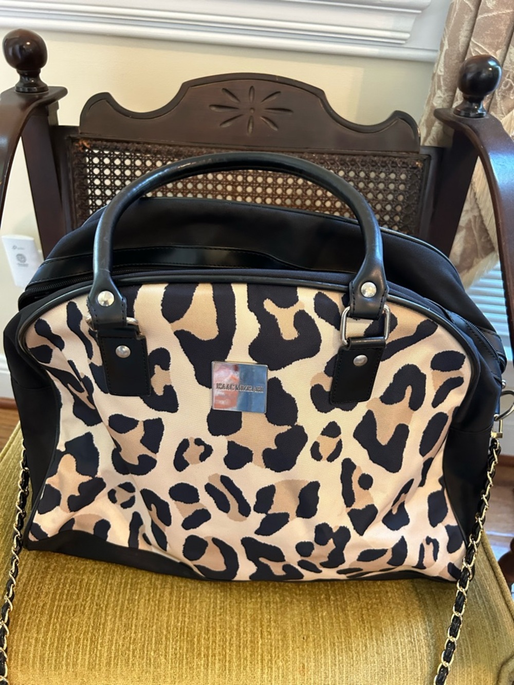 Leopard Print Tote Bag - Black & Beige Isaac Mizrahi